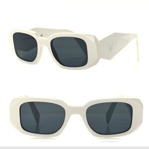 NWOT Prada SPR17W Symbole Sunglasses In Chalk White Geometric Design
